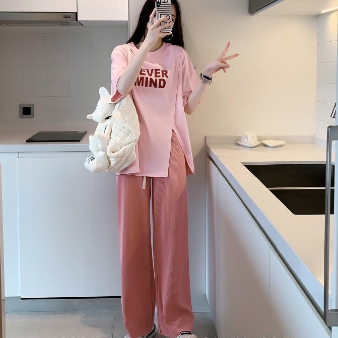 Áo Thun Nữ Ngắn Tay Dáng Rộng Xẻ Tà Thời Trang Mùa Hè