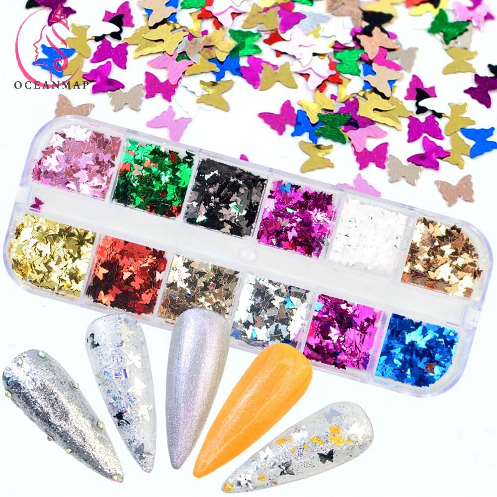 [Hàng mới về] Hộp Kim Sa Lục Giác 3D Nhiều Màu Trang Trí Móng Tay Nghệ Thuật