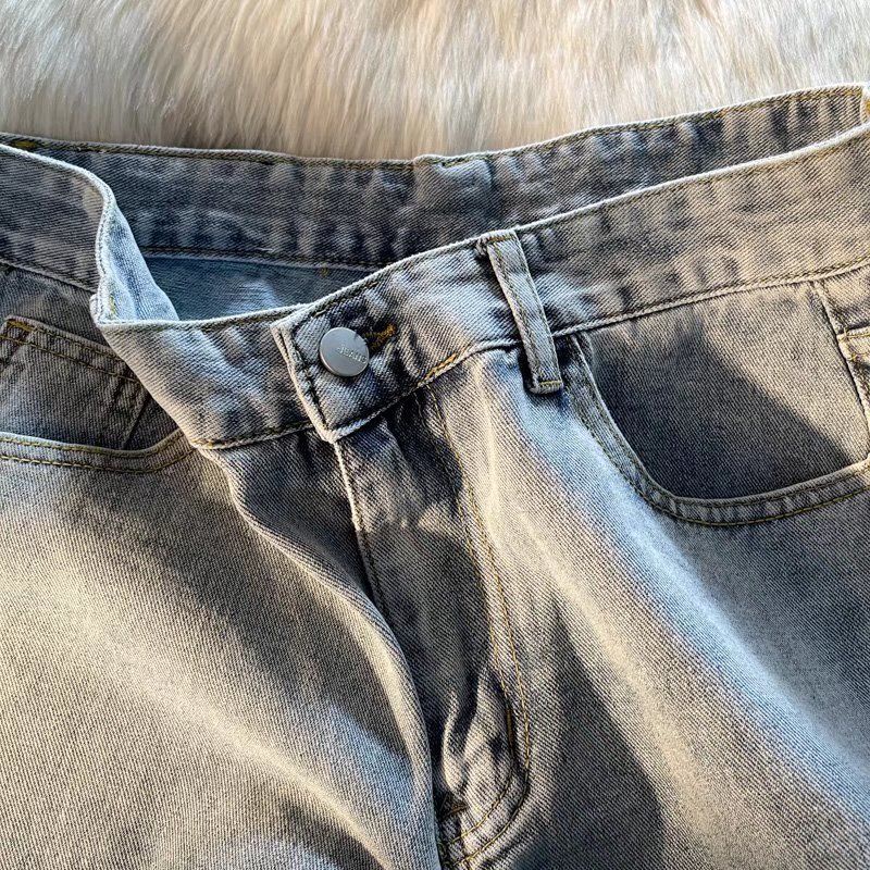 [F &amp; X] Quần Short Denim Dáng Rộng Rách Phong Cách Retro Đường Phố Mùa Hè Cho Nam