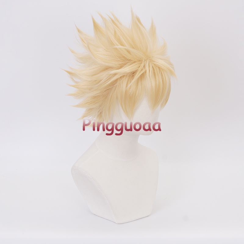 Anime My Hero Academia Katsuki Bakugou Cosplay Wig Bakugo Short Linen Blonde Baku no Hero Halloween Heat Resistant Synthetic Hair