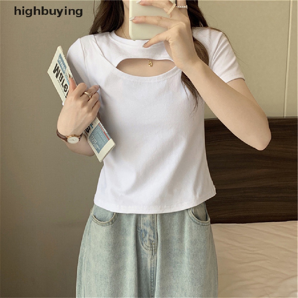 Áo Thun Tay Ngắn Cổ Tròn Màu Sắc Đơn Giản Cho Nữ