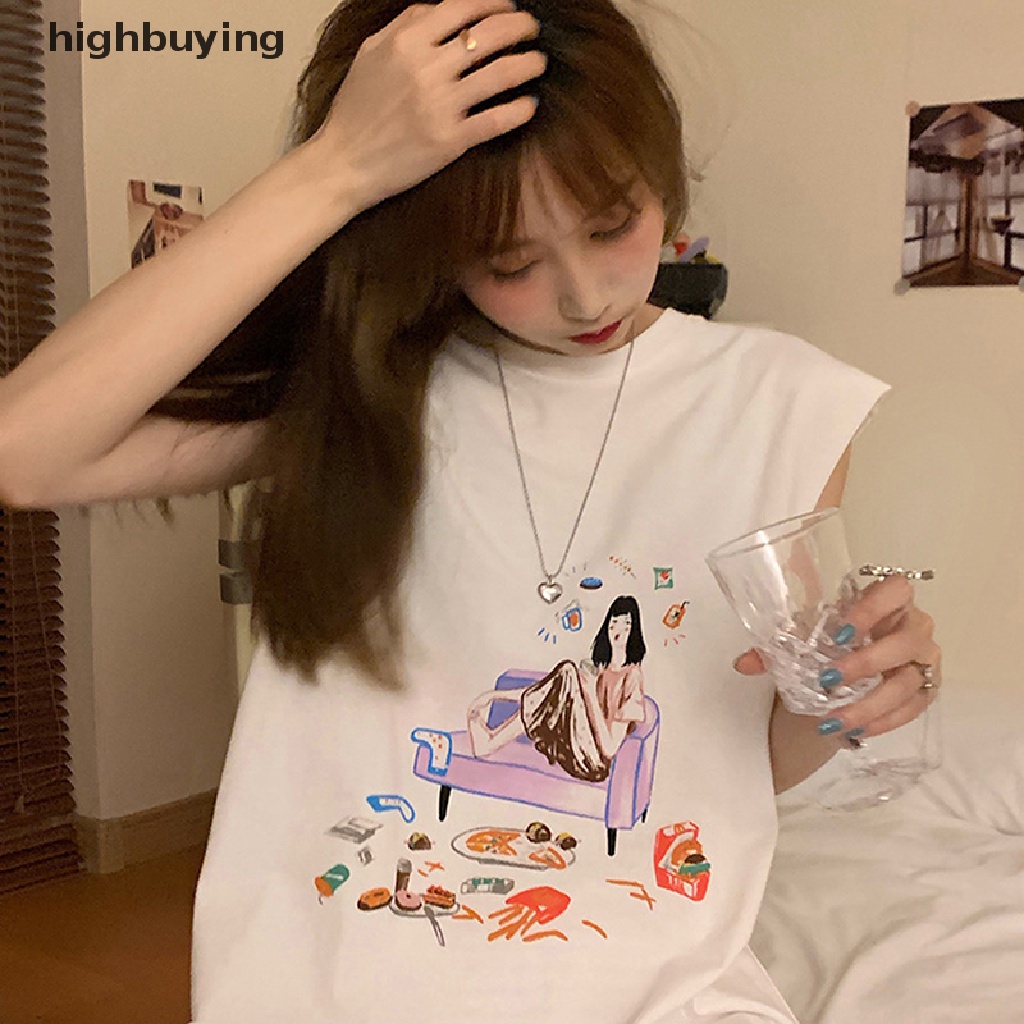 Áo Thun Sát Nách Cổ Tròn Dáng Rộng In Họa Tiết Thời Trang Mùa Hè Cho Nữ