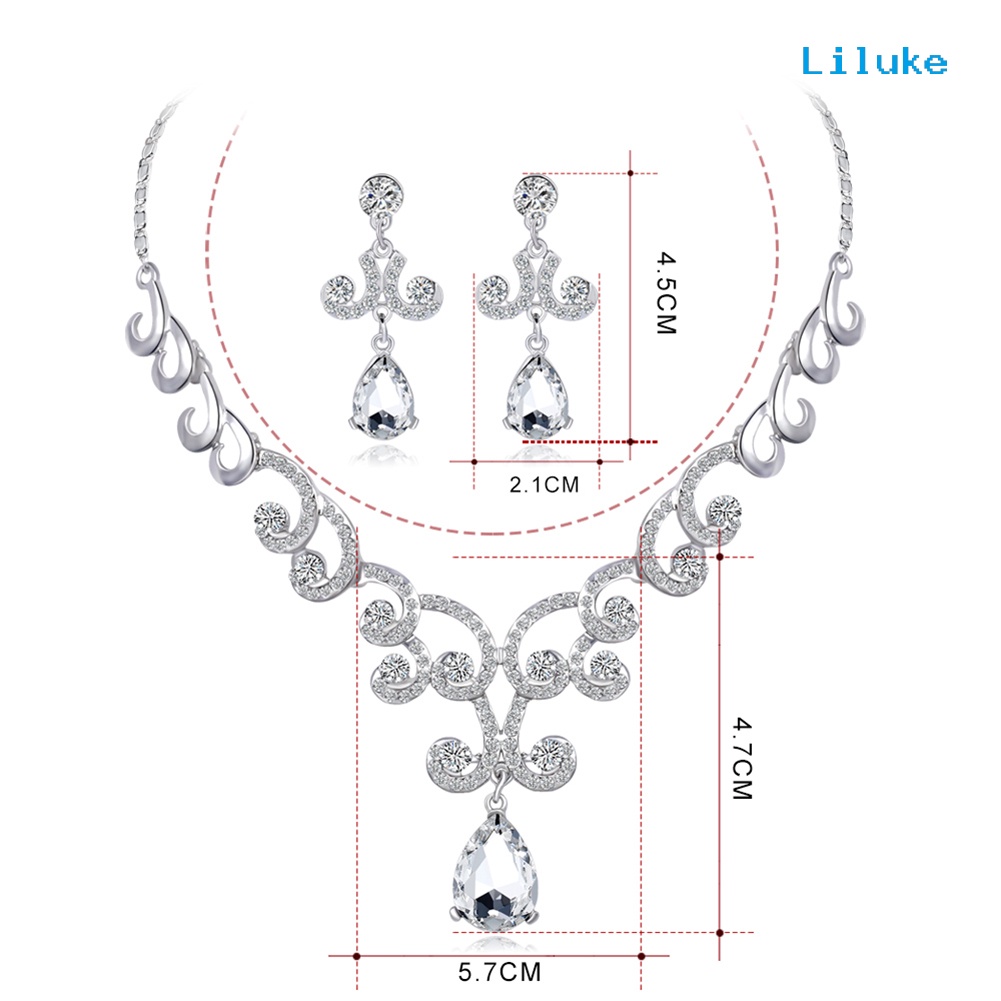 Bộ Vòng cổ + Bông Tai Đính Đá Sang Trọng Cho Nữ