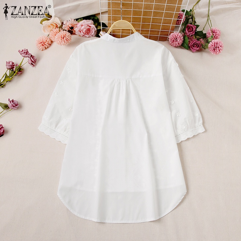 Zanzea Áo Nữ Tay Phồng Cổ Chữ V Thời Trang Phong Cách Hàn Quốc
