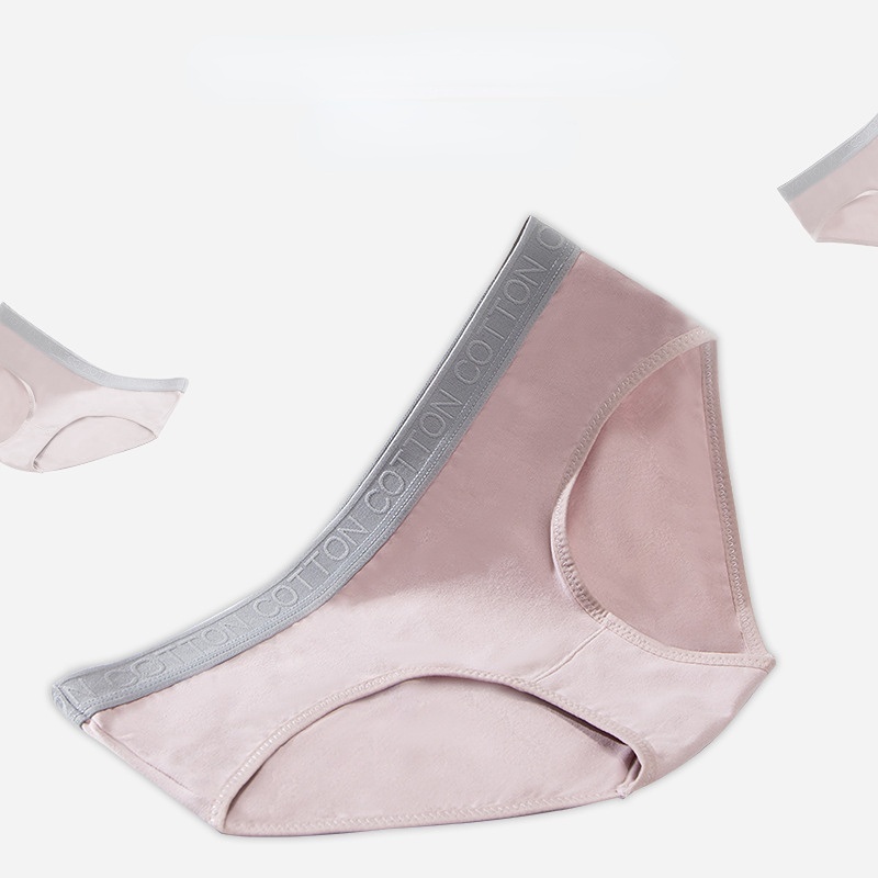 Quần Lót Thể Thao Tam Giác Lưng Thấp Chất Liệu Cotton Mềm Mại In Chữ Màu Tương Phản Thời Trang Cho Nữ