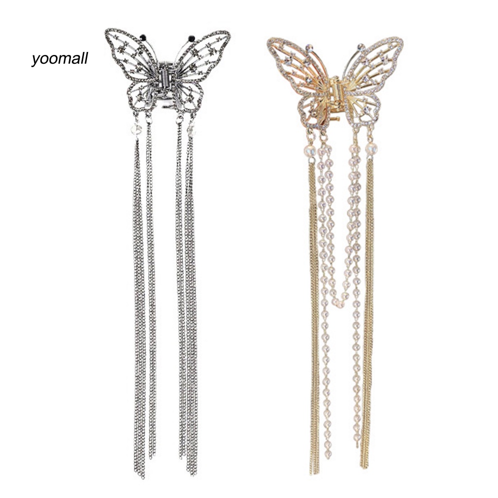 / Yo / Kẹp Tóc Càng Cua Dài Chống Trượt Chống Rơi Có Tua Rua Cho Cô Dâu