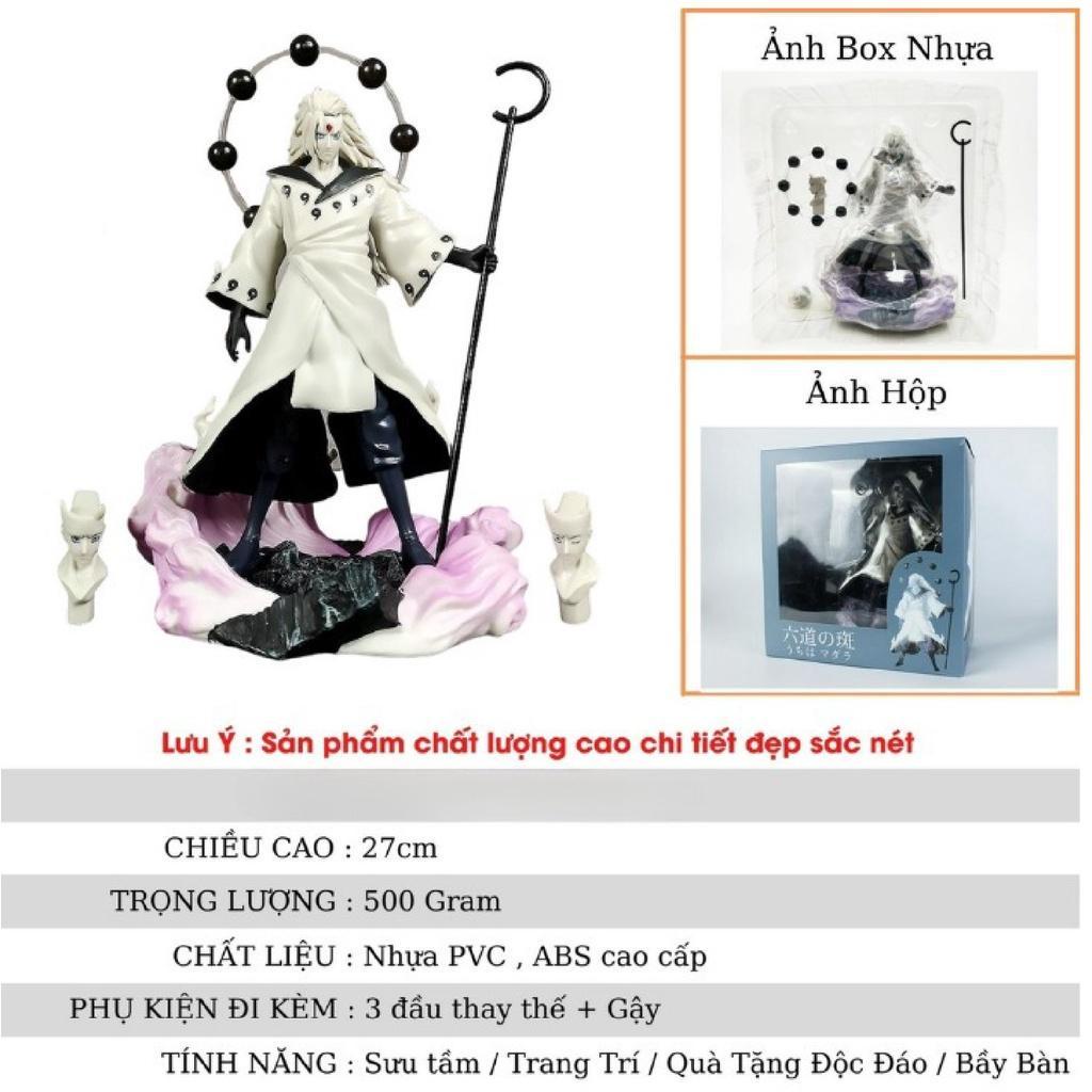 Mô hình nhân vật Uchiha madara lục đạo duy ngã độc tôn cao 27cm có 3 đầu thay thế | Figure anime naruto