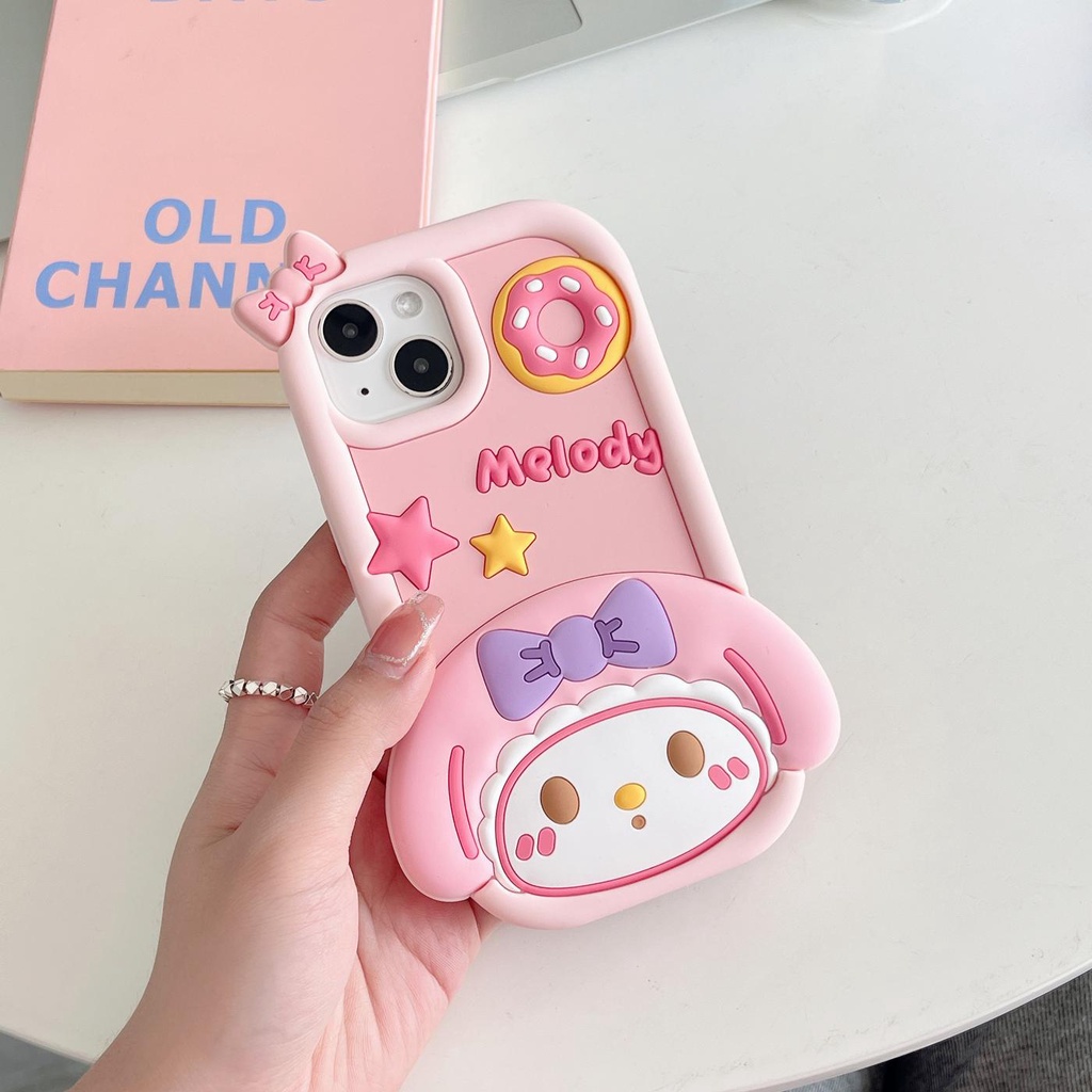 Ốp Điện Thoại Silicon tpu Mềm Hình Sanrio Thỏ Bánh Donut Hoạt Hình 3D Cho iPhone 14 13 12 11 Pro MAX