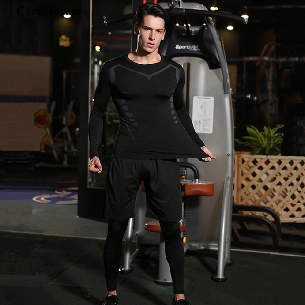 < Cardflower > Áo Thun Ôm Dáng Dài Tay Ngắn Khô Thoáng Tập Gym Chạy Bộ Thể Dục Thể Thao Unisex