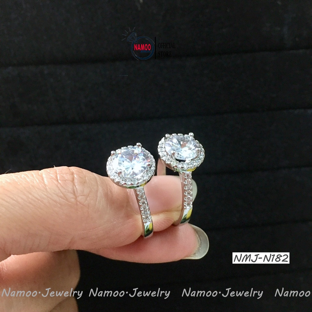 Nhẫn Đá Tròn NMJ N182 Tự Chỉnh Độ Rộng CHo Nàng