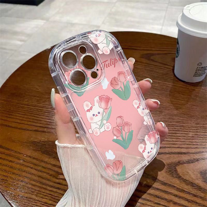 ✅Ốp Điện Thoại Mềm Trong Suốt Chống Sốc Hình Hoa Tulip / Thỏ Cho Apple 1213 iPhone148p117xr / / promax xs A0HE