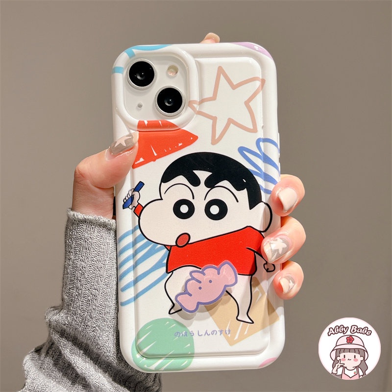 Ốp Điện Thoại TPU Mềm Chống Mồ Hôi In Họa Tiết Hoạt Hình Có Giá Đỡ Chocobi IP 14 Pro Max 11 12 11 Pro Max X XS