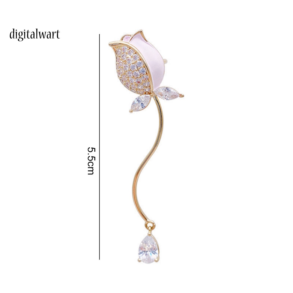 Kỹ Thuật Số| 1 Khuyên Kẹp Vành Tai Hình Hoa Tulip Đính Đá Phong Cách Retro