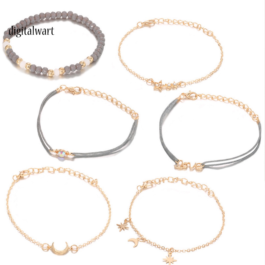 Kỹ Thuật Số| 1 Bộ Vòng Đeo Tay Hợp Kim Bắt Mắt Chống Mòn Không Phai Màu Thời Trang Cho Nữ