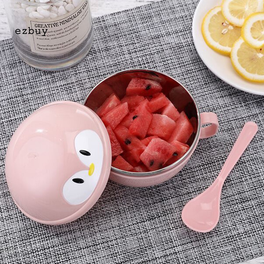 Bộ 2 Tô Ăn Dặm Cách Nhiệt Chống Trượt Hình Chim Cánh Cụt Hoạt Hình Cho Bé