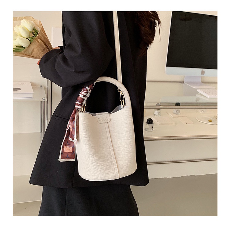 Menas Túi Xách Bucket Da Mềm Xếp Ly Thời Trang Đơn Giản