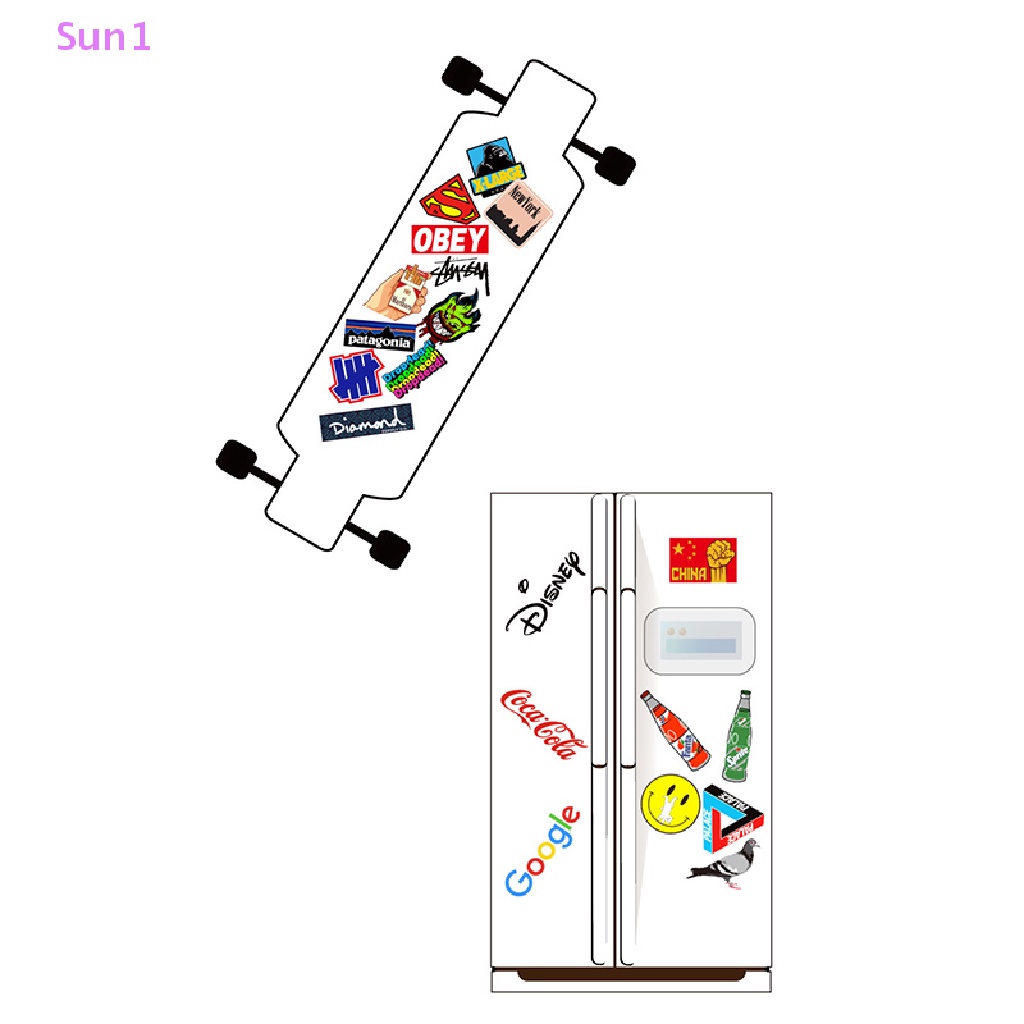 Set 1: 100 Nhãn Dán Graffiti Thời Trang Cổ Điển Trang Trí Xe Hơi / Laptop / Ván Trượt