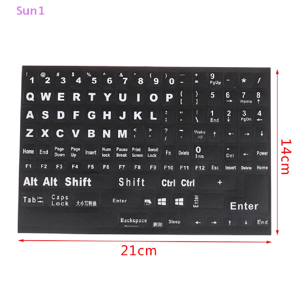 Sun1 > Miếng Dán Bàn Phím Máy Tính Trong Suốt Mờ Chữ Tiếng Anh