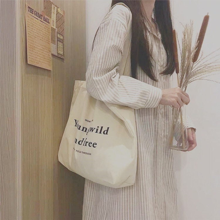 Túi xách AOLANG vải canvas sức chứa lớn phong cách Hàn Quốc đơn giản cho nữ