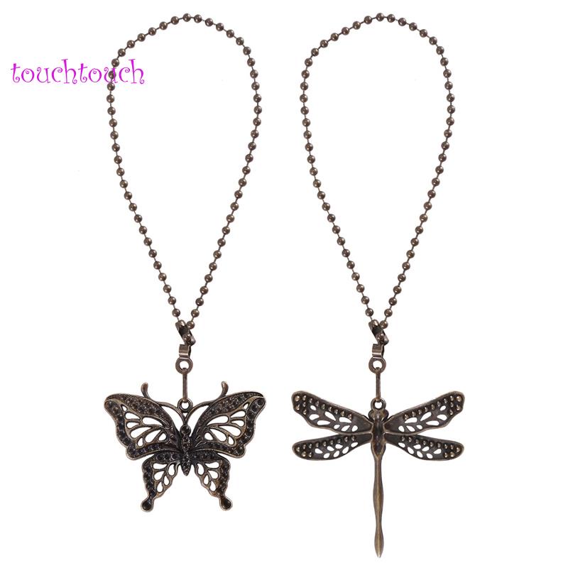 Bộ 2 Dây Xích Kéo Quạt Trần Bằng Đồng Nhẹ & Kéo Dài Mặt Dây Chuyền Hình Bướm Rồng Và Bướm