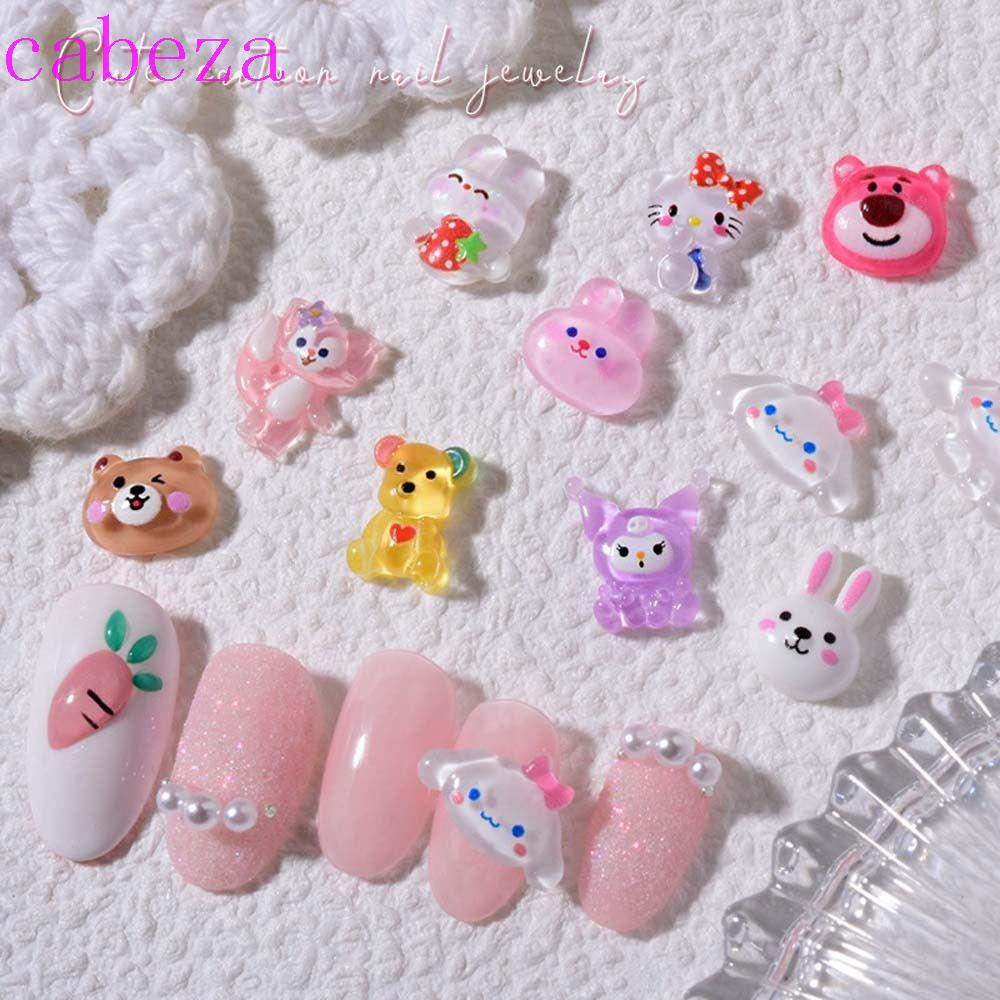 Phụ Kiện Trang Trí Móng Tay Hình Thỏ Gấu Kuromi Dâu Tây Dễ Thương