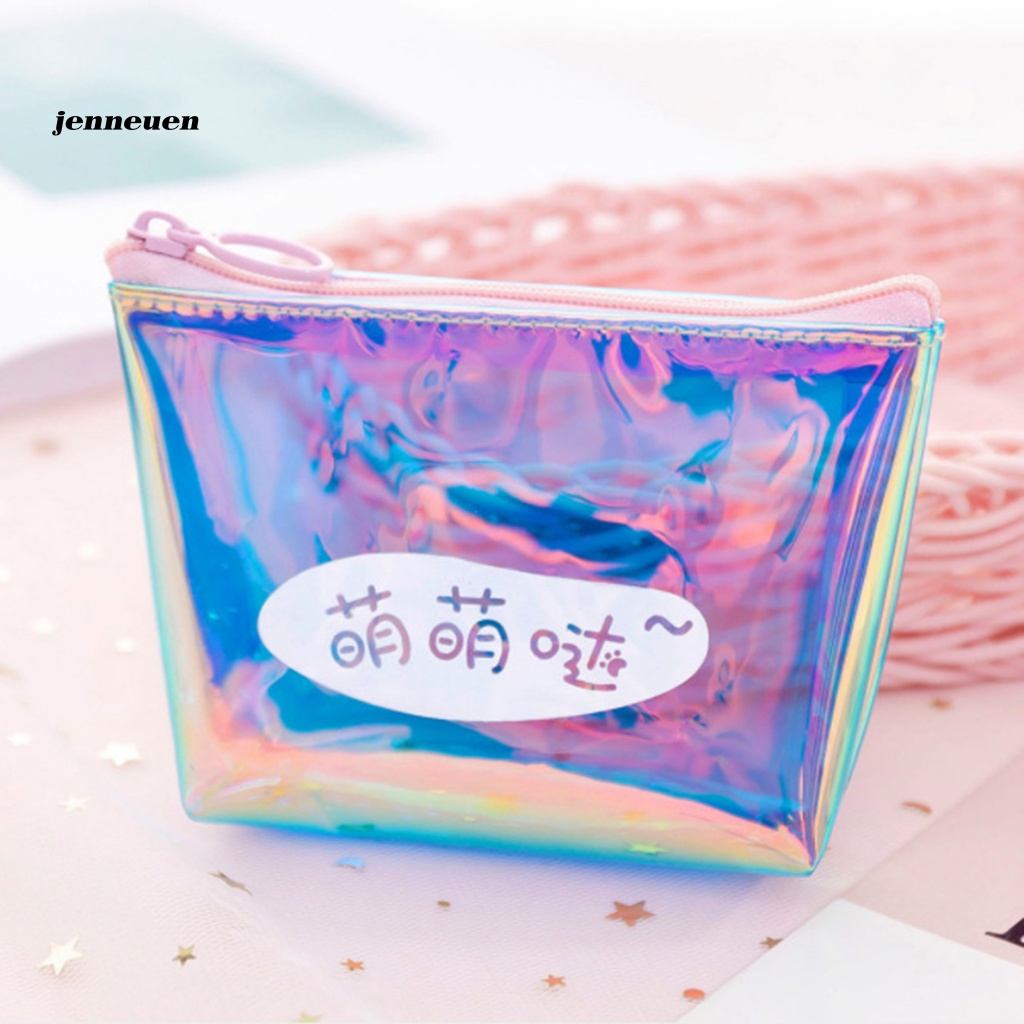 Túi Đựng Mỹ Phẩm / Tiền Xu / Trang Sức Cỡ Nhỏ Bề Mặt Mịn Có Khóa Kéo Thay Đổi Màu Sắc Chống Thấm Nước