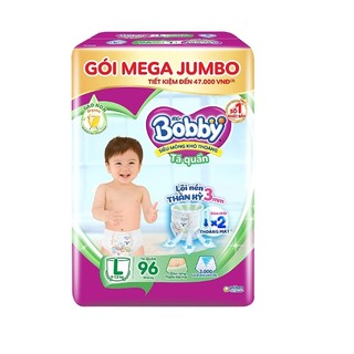 Tặng 12 miếng cùng loại tã/bỉm quần bobby 3mm mega jumbo gạo non l96 tặng khăn /l96 tặng 12 miếng