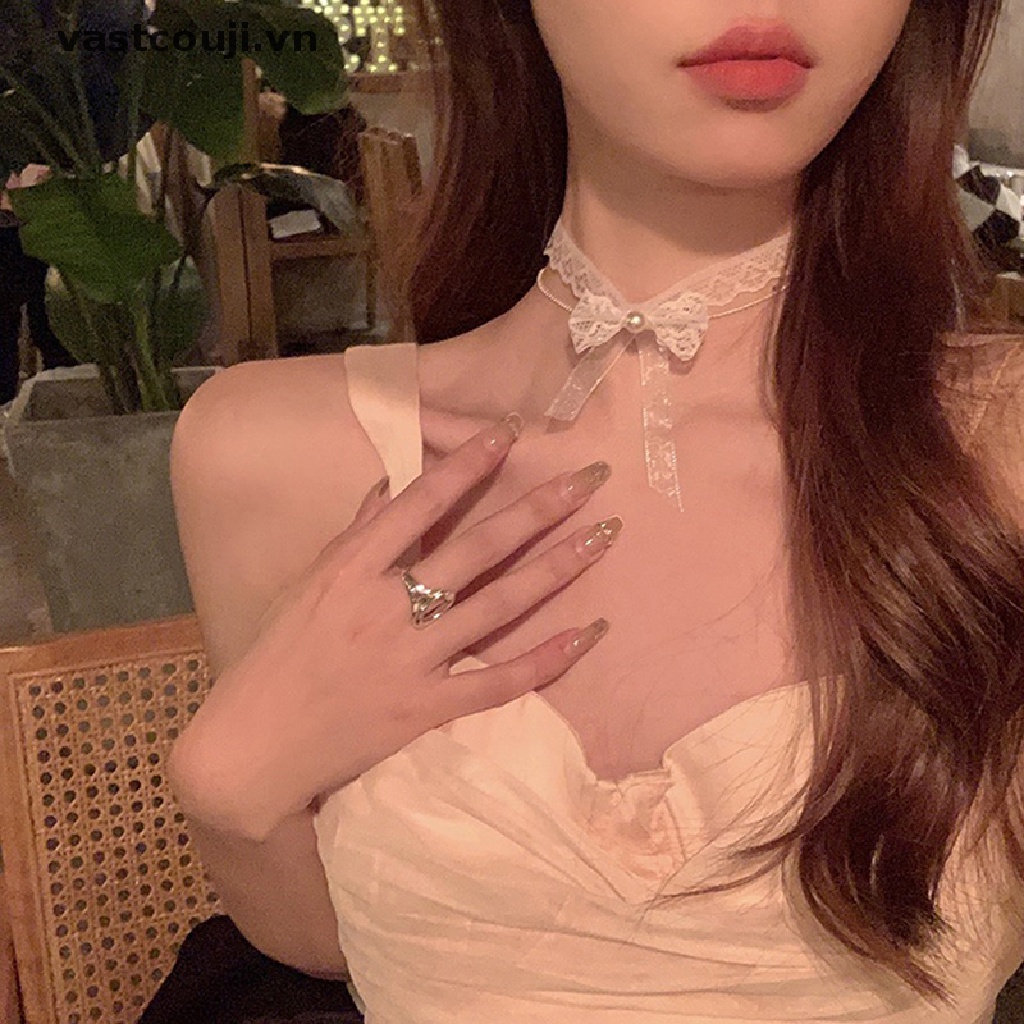 Vòng Cổ Choker Hai Lớp Thắt Nơ Hoa Quyến Rũ Cho Nữ