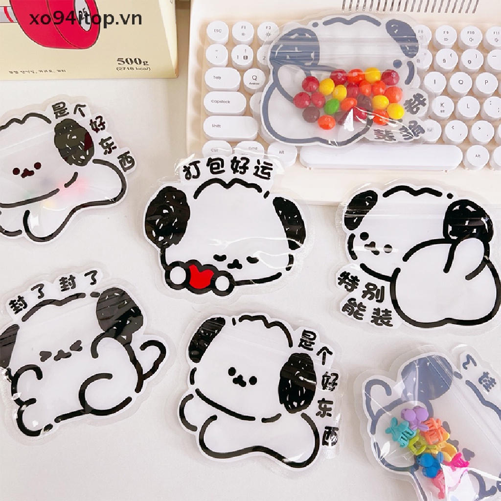 Xoitop Set 5 Túi Zip Nhỏ Bằng Nhựa Poly Trong Suốt In Hình Chú Chó Hoạt Hình Đựng Bánh Kẹo Trang Sức Có Thể Đóng Lại