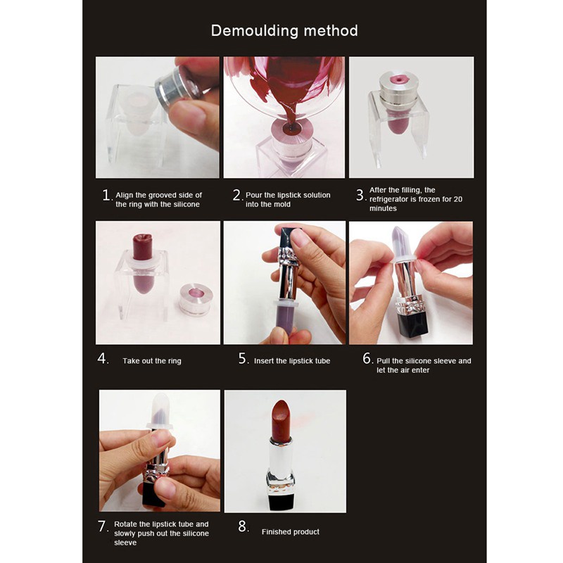 Bộ 9 Khuôn Silicone Làm Son Môi DIY 12.1mm Kiểu Dáng Đơn Giản