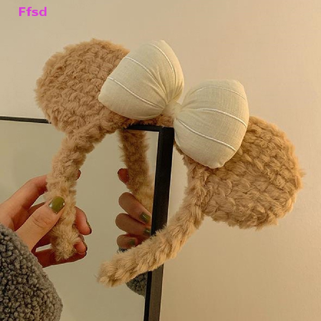 {Ffsd} Băng Đô Cài Tóc Rửa Mặt Mùa Đông Đính Nơ Tai Gấu Nhỏ Dễ Thương Cho Nữ * Bán Chạy