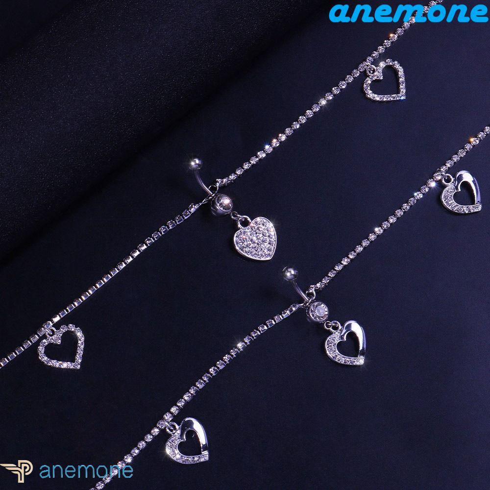 Dây Xích Đeo Thắt Lưng Bằng Thép Không Gỉ Mặt Hình Trái Tim Cá Tính Cổ|Khuyên Rốn Hình Bướm Đính Đá Lấp Lánh Phong Cách Hàn Quốc