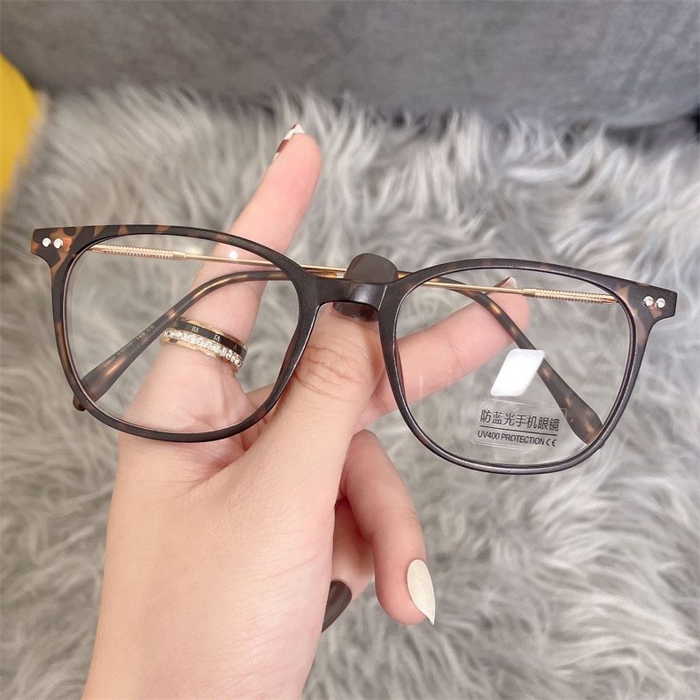 Mới Kính Cận Thị Gọng Vuông Kim Loại Siêu Nhẹ Chống Ánh Sáng Xanh