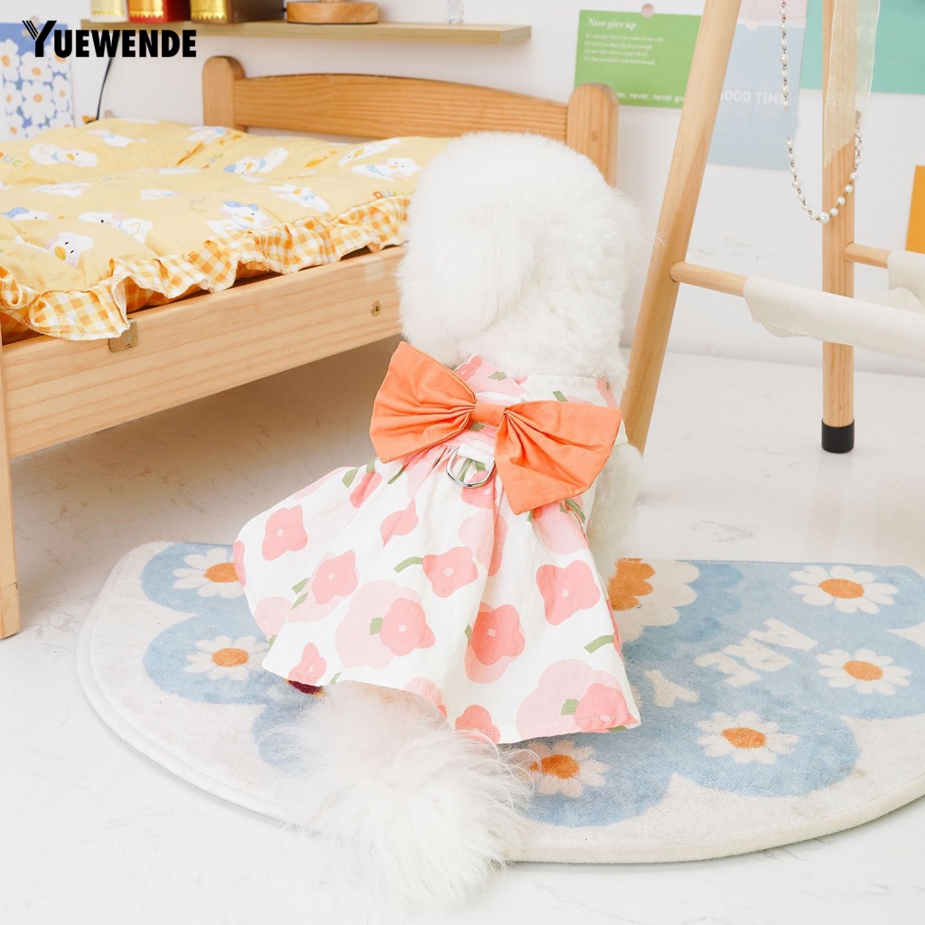 Yue.z Set Áo Và Chân Váy In Hoa Siêu Mỏng Thoải Mái Dễ Lau Chùi Thời Trang Mùa Hè Dành Cho Cún Cưng