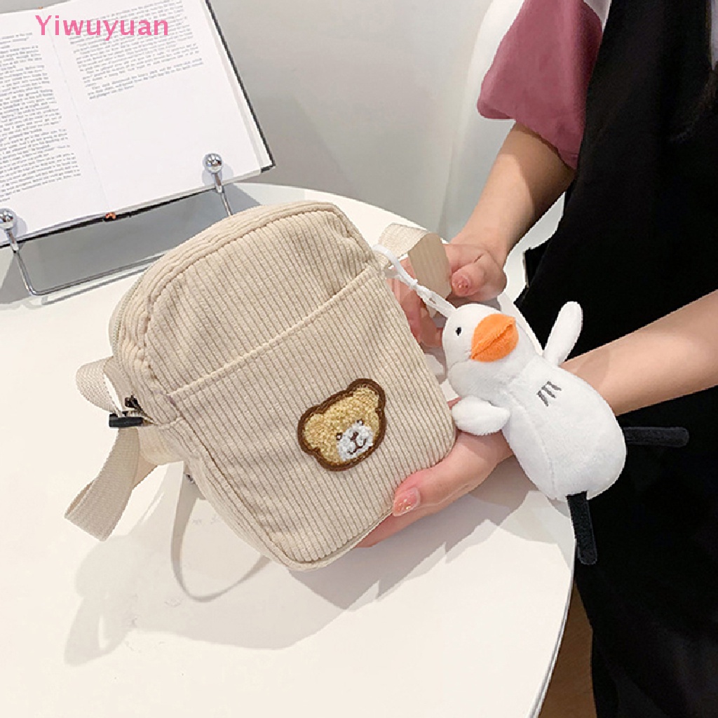 1 Túi Nhung Đeo Chéo Đựng Điện Thoại Hình Gấu Cho Bé