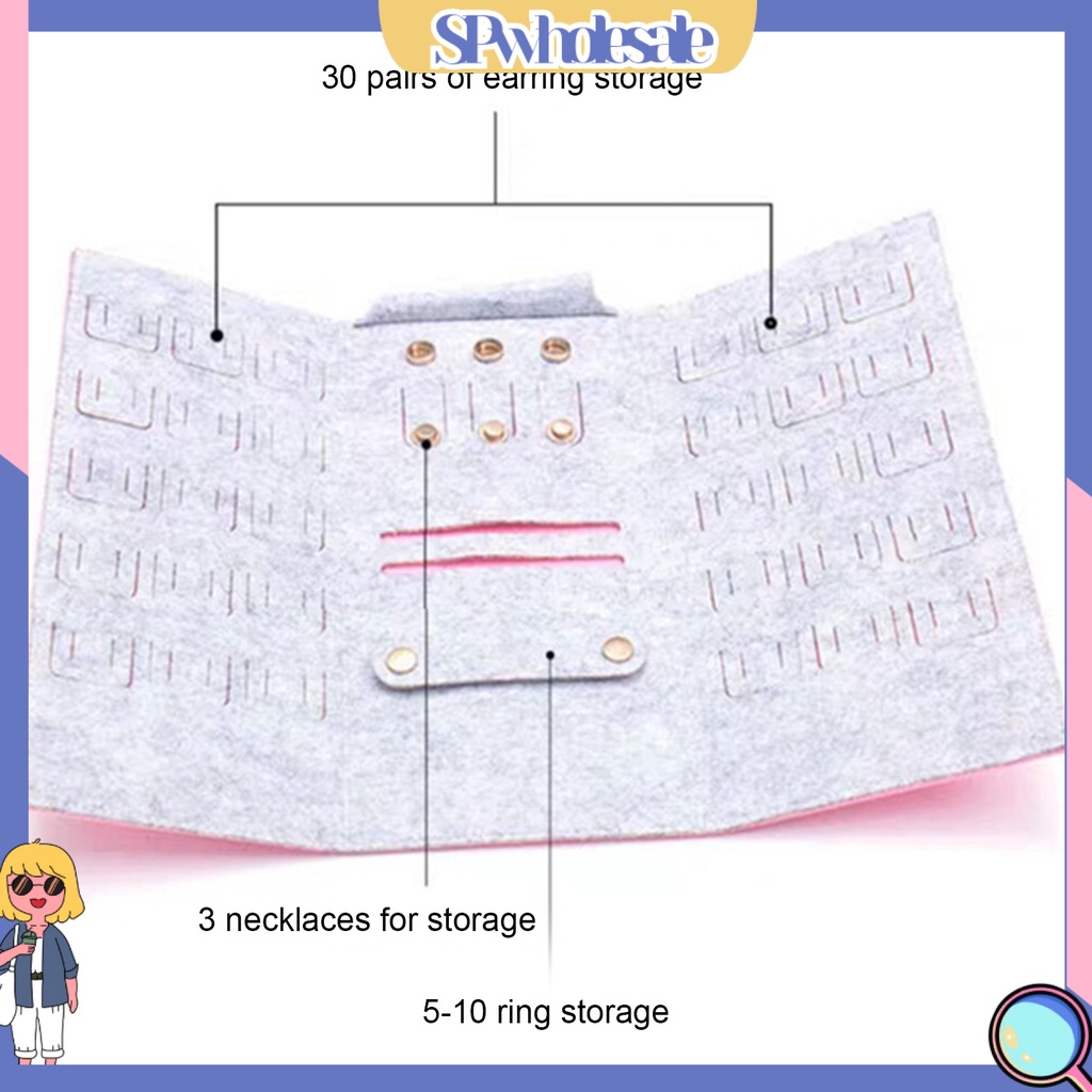 &lt;SPwholesale&gt; Túi Nỉ Nhiều Ngăn Sức Chứa Lớn Sắp Xếp Trang Sức Trưng Bày
