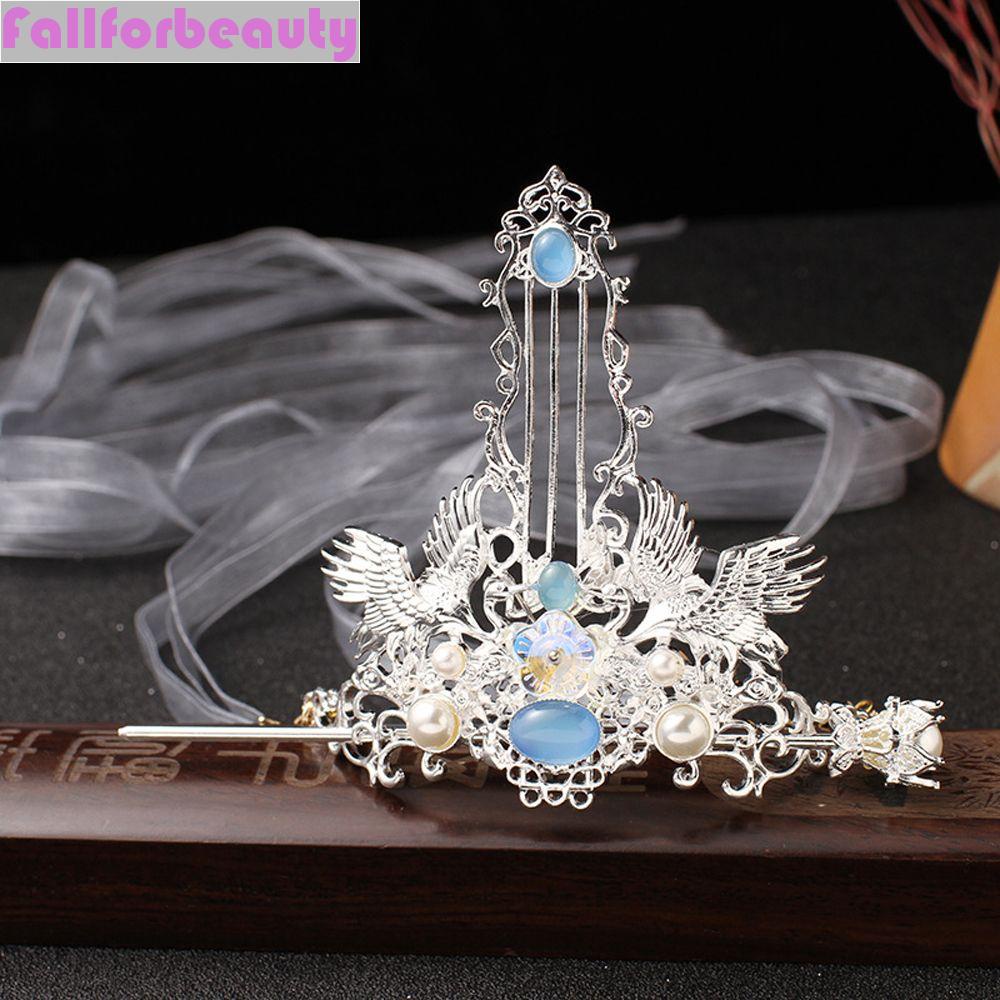 Vương Miện Cài Tóc Bằng Hợp Kim Phong Cách Trung Hoa Cổ Điển|Trâm Cài Tóc Hình Chim Hạc Đạo Cụ Chụp Ảnh