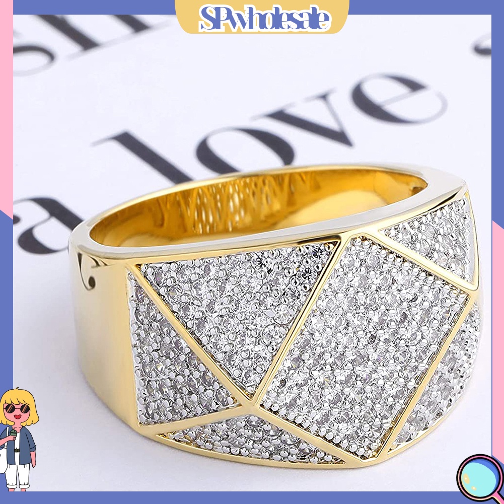 <SPwholesale> Nhẫn Dát Đá Hình Học Thời Trang Cho Nam