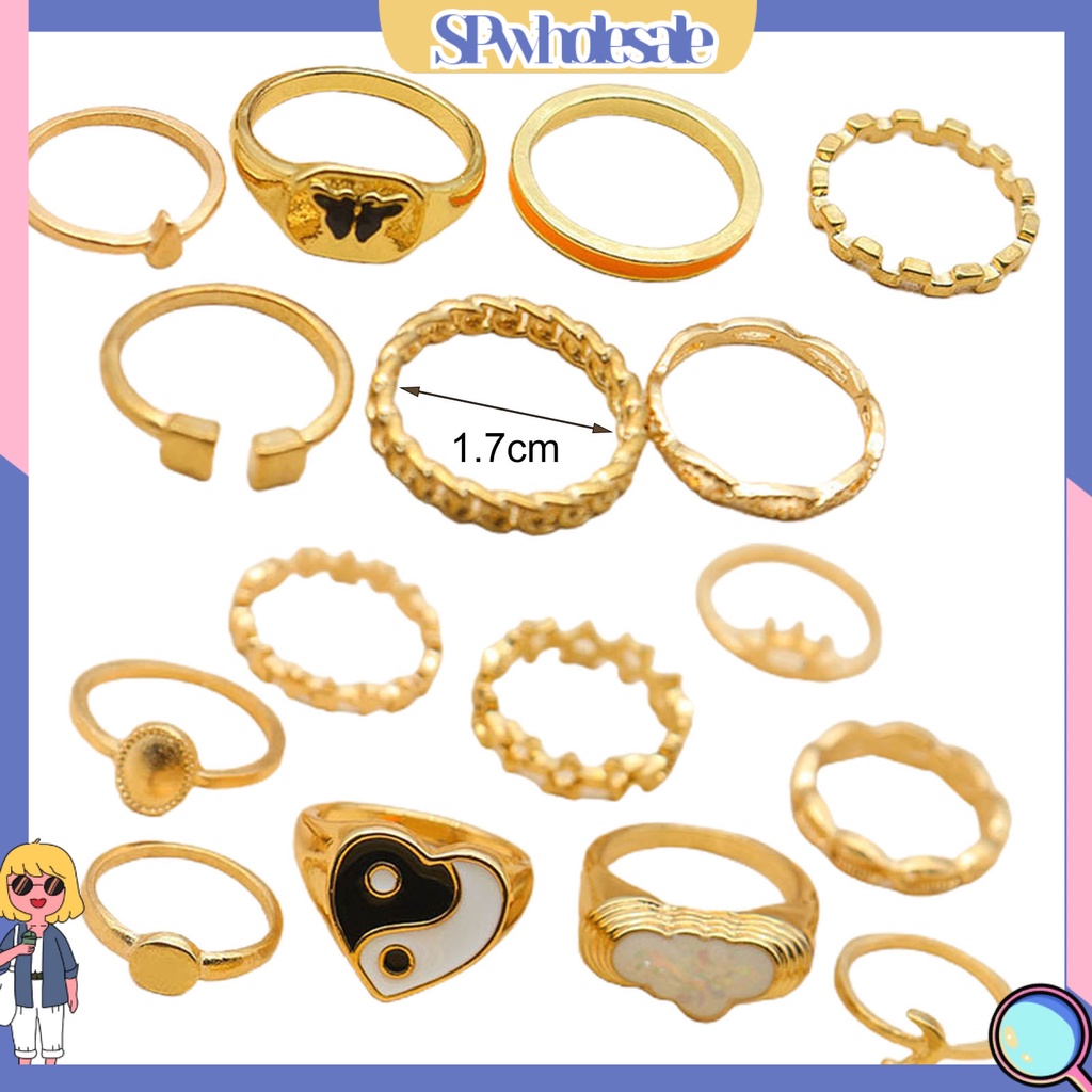 <SPwholesale> Set 16 Nhẫn Đeo Khớp Ngón Tay Nhiều Kiểu Dáng Tinh Tế Cho Nữ