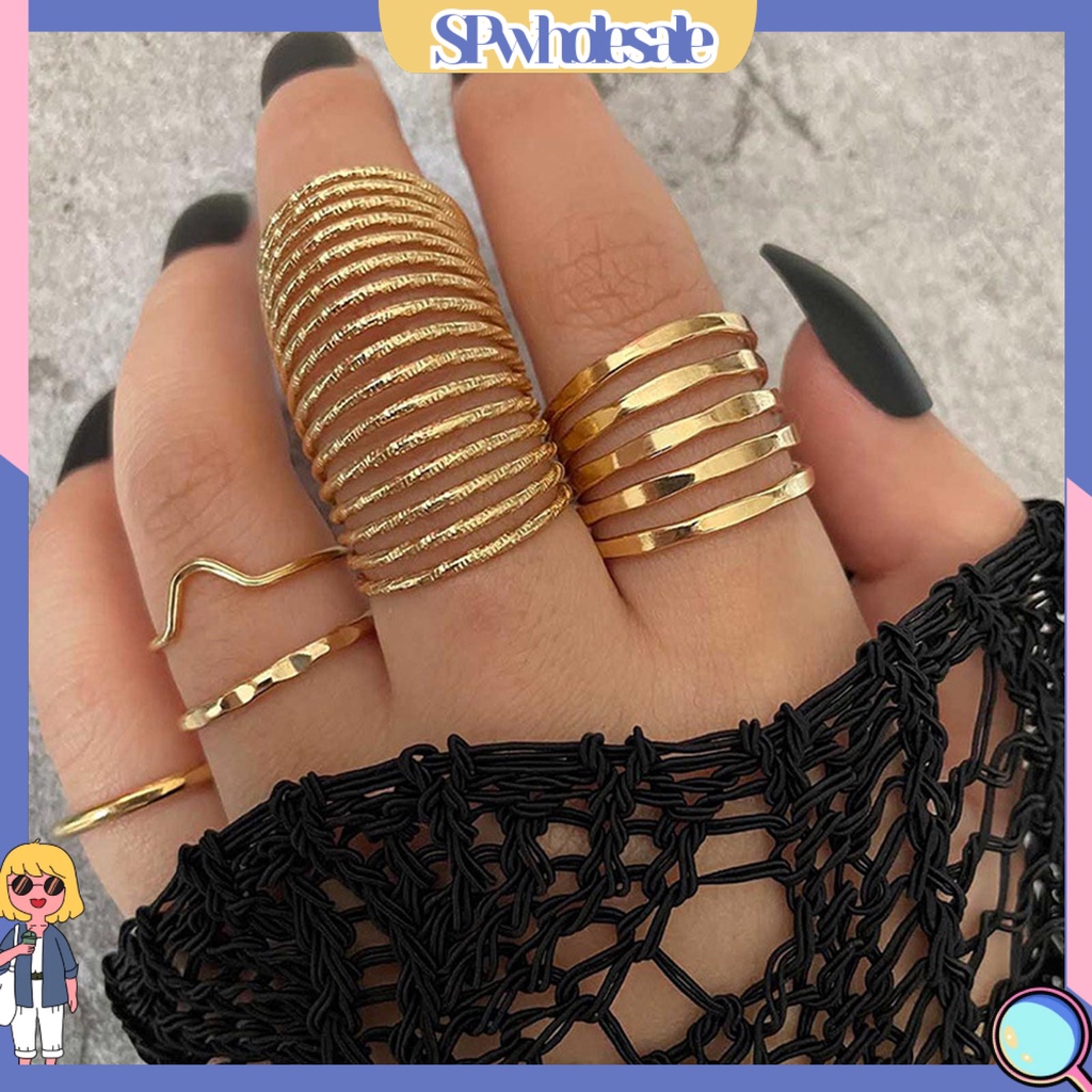 <SPwholesale> Set 5 Nhẫn Đeo Khớp Ngón Tay Đơn Giản Thời Trang Nữ