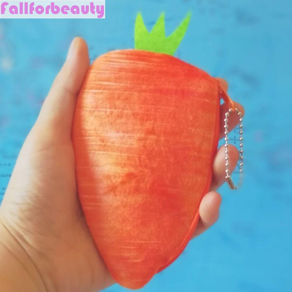 Fallforbeauty Ví Đựng Tiền Xu / Thẻ ID / Son Môi Có Khóa Kéo Hình Củ Cà Rốt Nhồi Bông Phong Cách Hàn Quốc