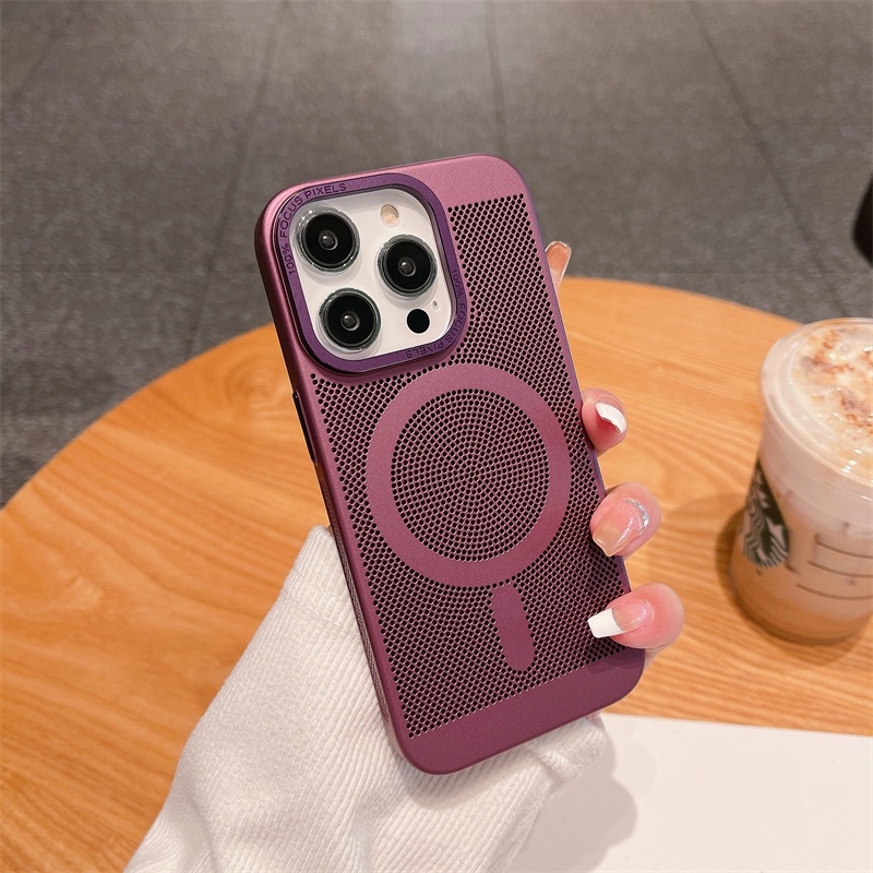 Ốp Điện Thoại Cứng Có Lỗ Thoát Nhiệt Từ Tính Cho Iphone 14 13 11 12 Pro Max 14 Plus 11 Pro