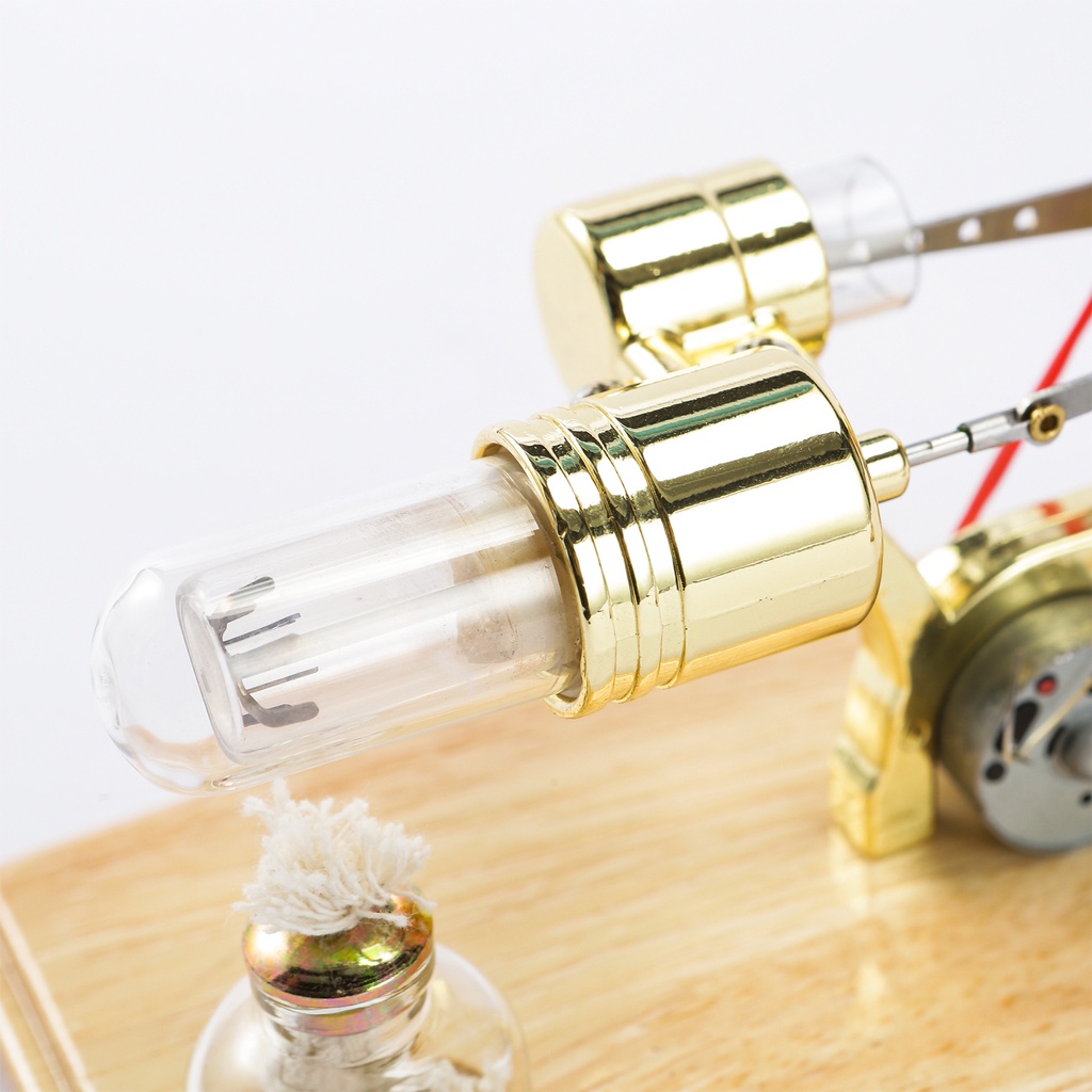 Mô Hình Động Cơ Stirling Phát Điện Không Khí Nóng Với Đèn LED Thiết Kế Bánh Đà Thí Nghiệm Khoa Học Đế Gỗ Giáo Dục Cho Giáo Viên