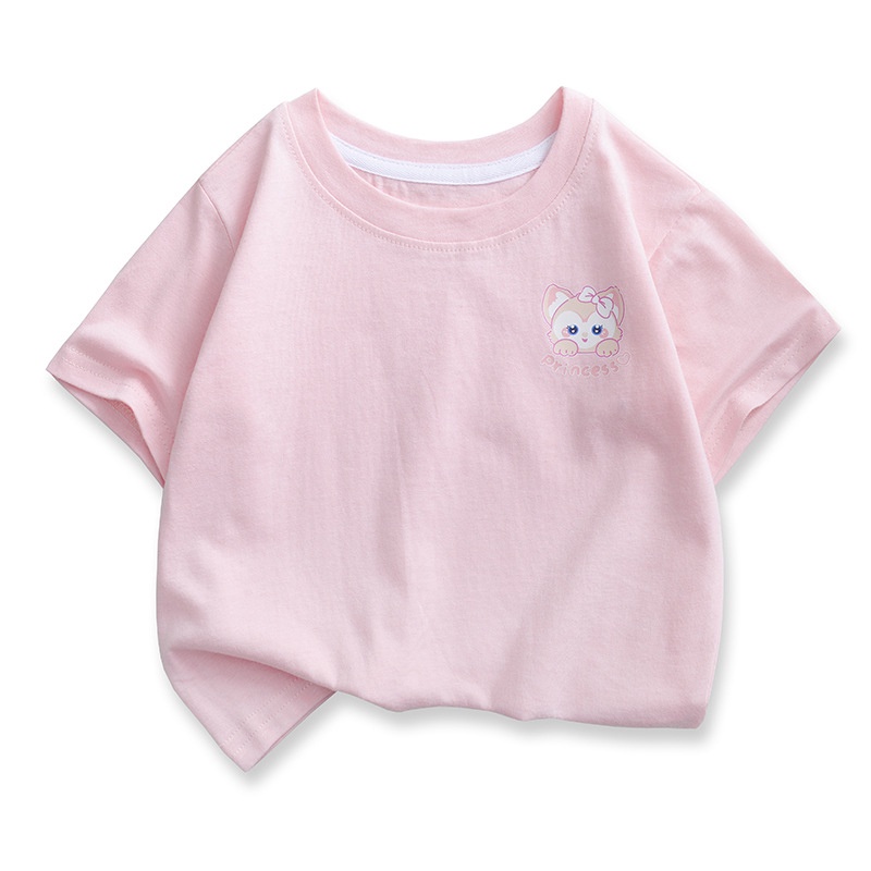 Áo Thun cotton Tay Ngắn Cổ Tròn Màu Sắc Xinh Xắn Cho Bé