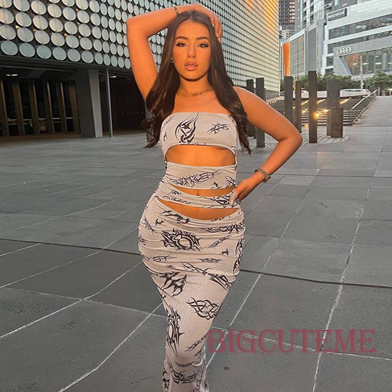 Đầm Dài Không Tay Hở Lưng In Biểu Tượng Thời Trang Dành Cho Nữ