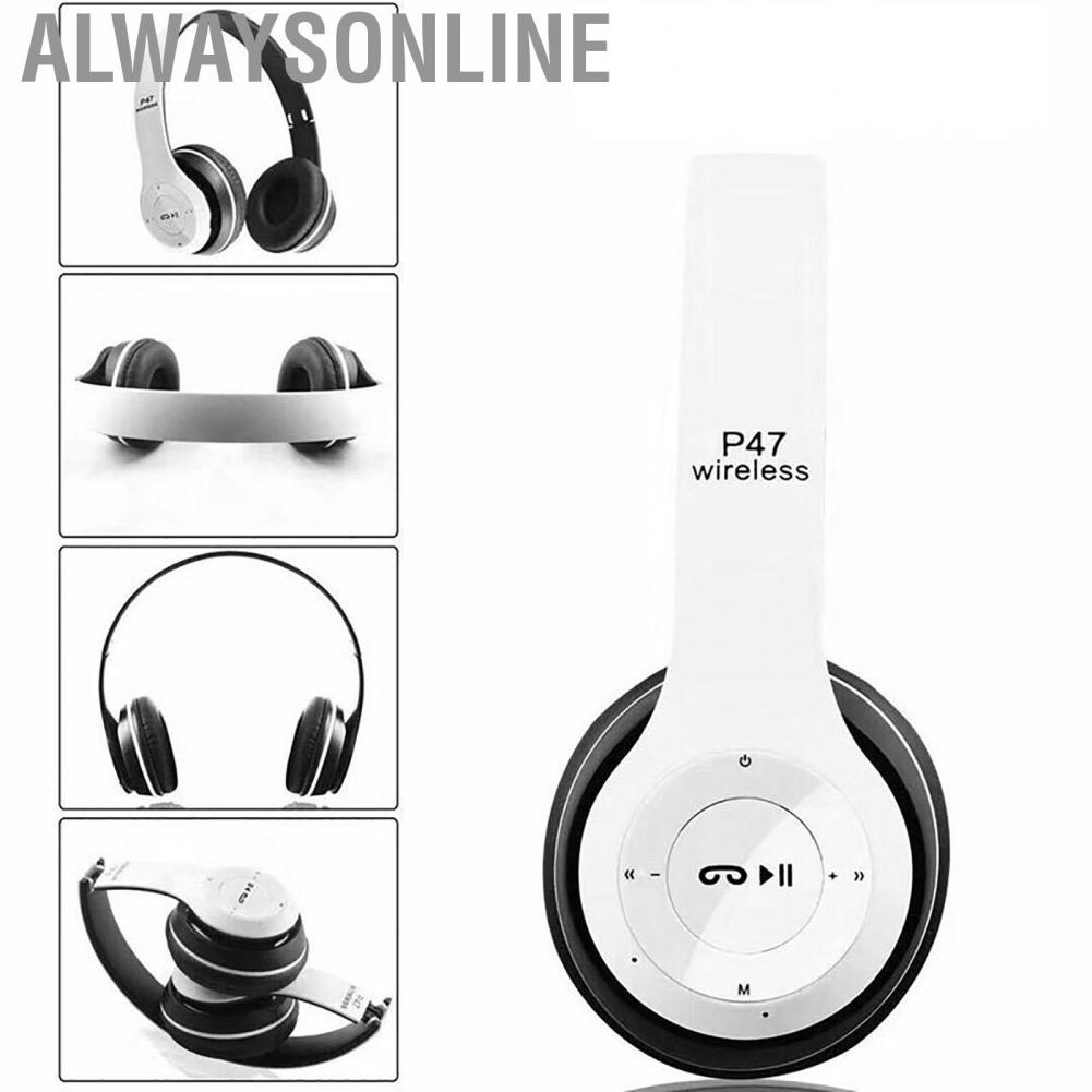 Alwaysonline Headset  P47 Sports Headphones Noise Reduction Foldable Multifunction for Travel Home
