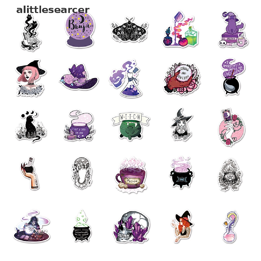 Er 50 Nhãn Dán Trang Trí Hành Lý / Ván Trượt / Laptop / Va Li Hình Phù Thủy Vẽ Graffiti Astroy Goth Dễ Thương DIY n