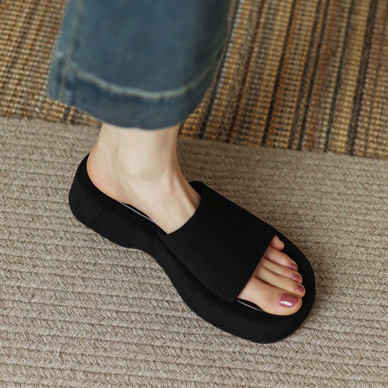 Dép Sandal Đế Xuồng Bằng Da Thật Hở Ngón Thời Trang Cho Nữ