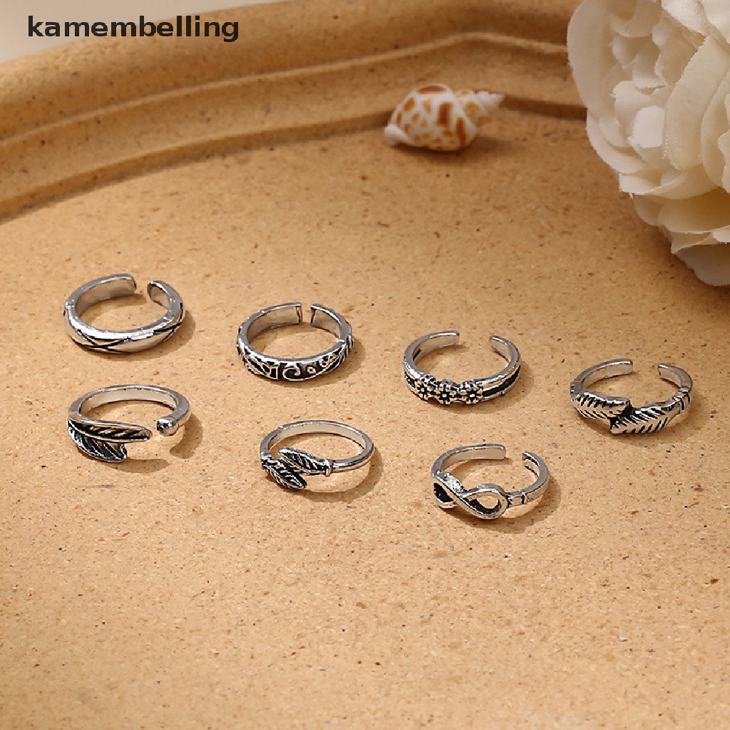 Set 6 Nhẫn Hợp Kim Đeo Ngón Chân Họa Tiết Gợn Sóng Có Thể Điều Chỉnh kamembelling