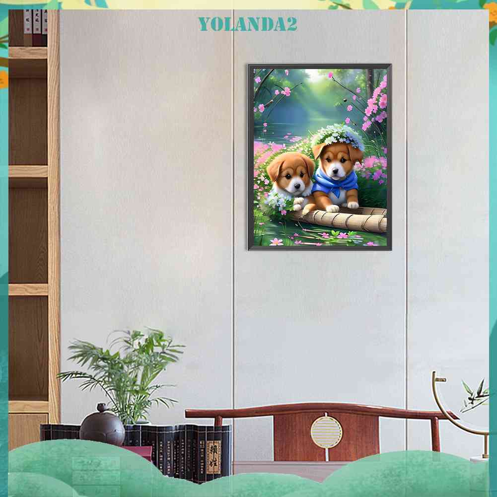 Tranh Đính Đá Kim Cương Toàn Bộ 5D DIY Hình Vẽ Chó Trang Trí Nhà Cửa